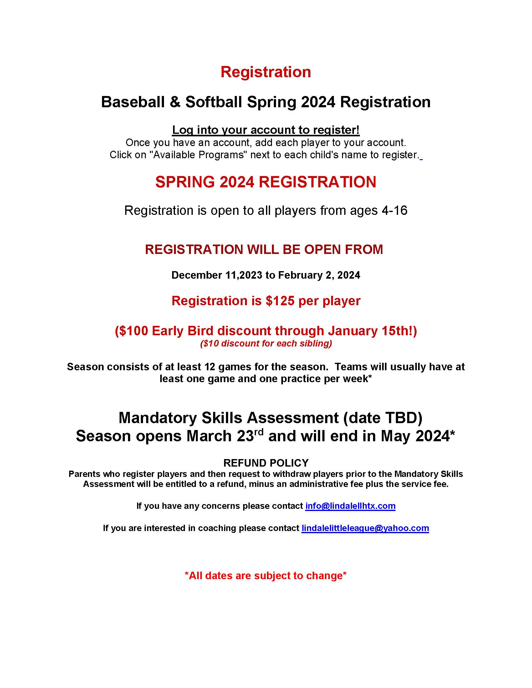 2024 Lindale LL Spring Baseball/Softball League Houston Astros
