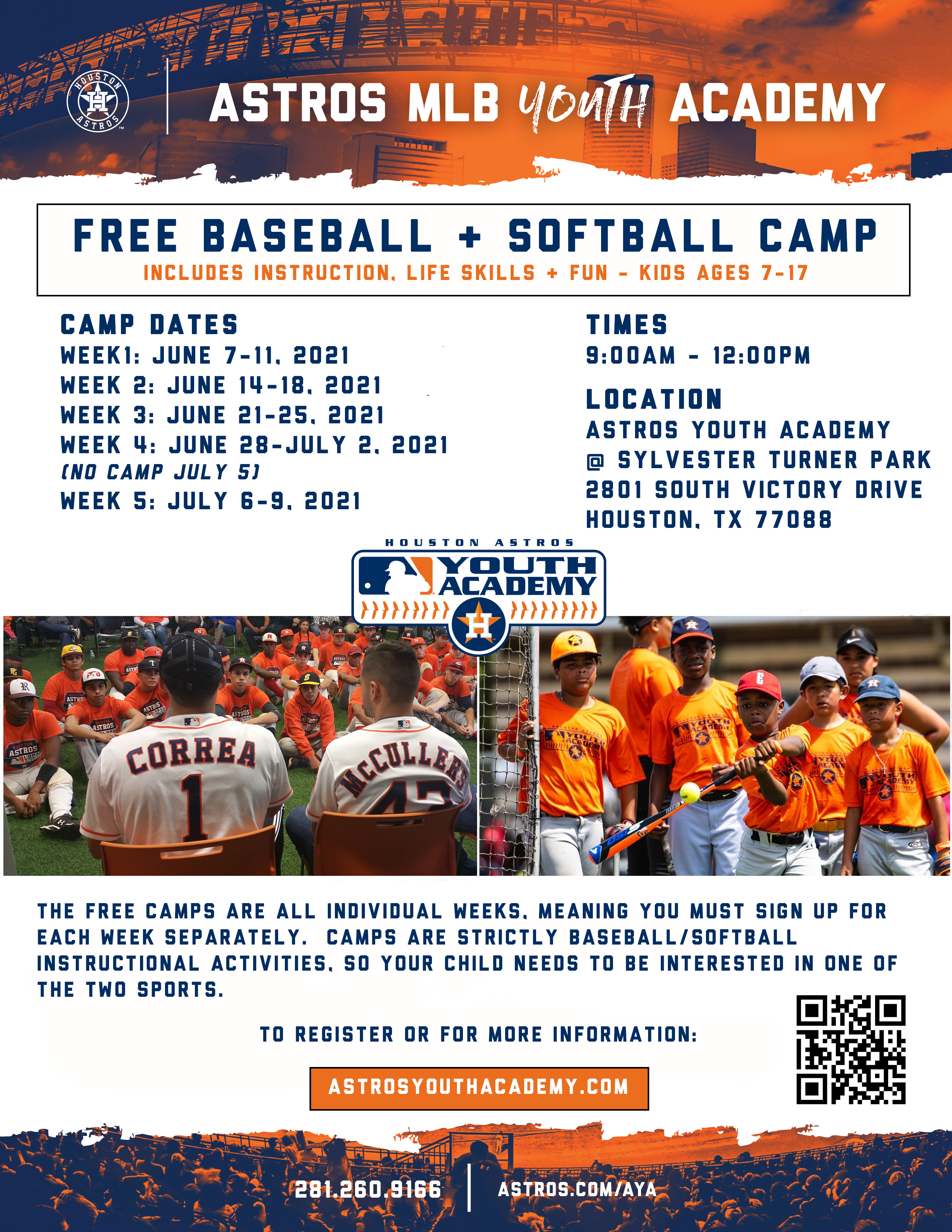 2021 Astros Youth Academy Baseball Softball Summer Camp At Sylvester Turner Park Houston Astros Youth Academy Aya
