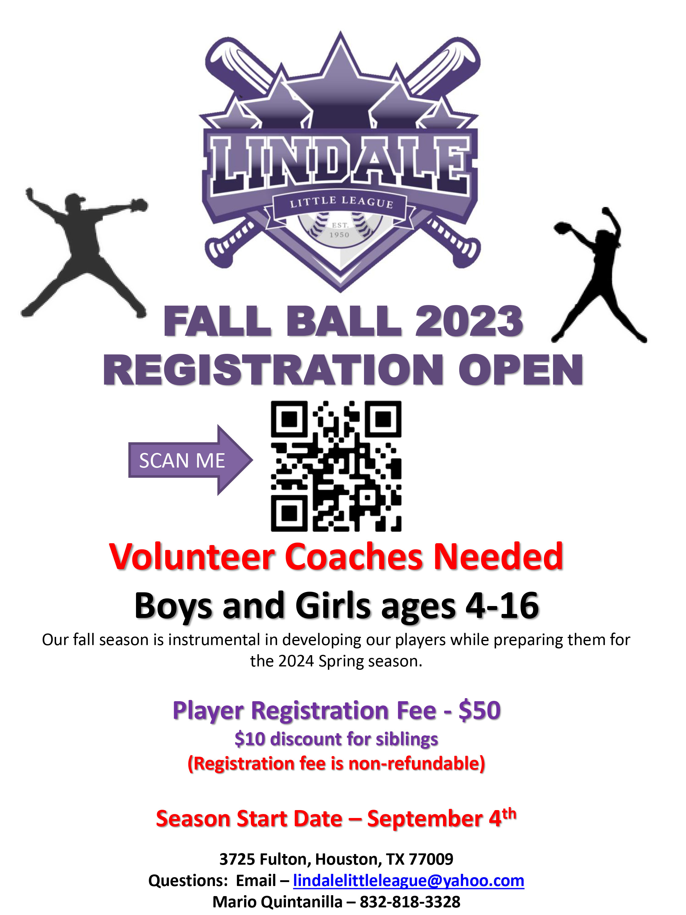 2023 Lindale LL Fall Baseball/Softball League Houston Astros Youth