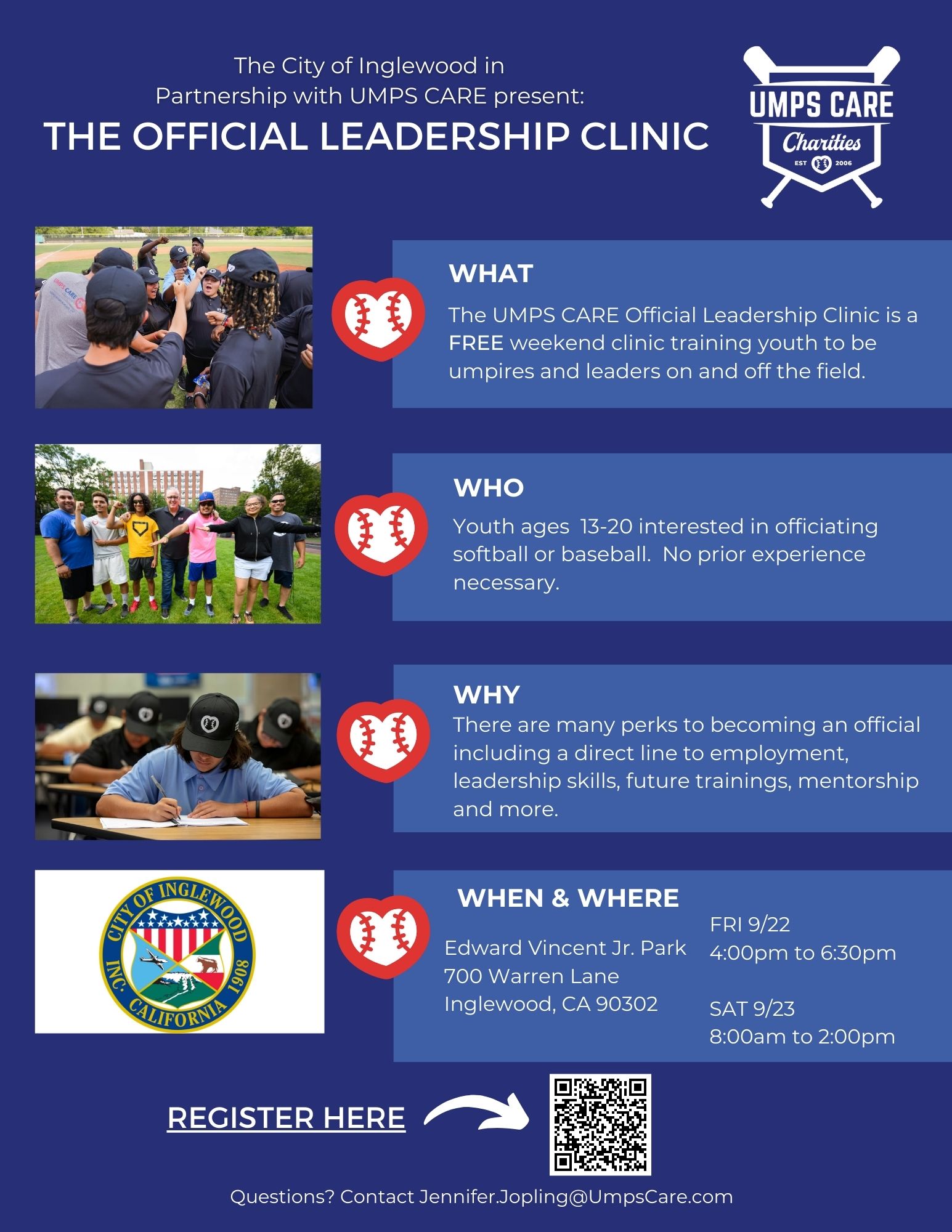 Inglewood Clinic - September 22 (4-6:30pm) - September 23 (8-2pm)