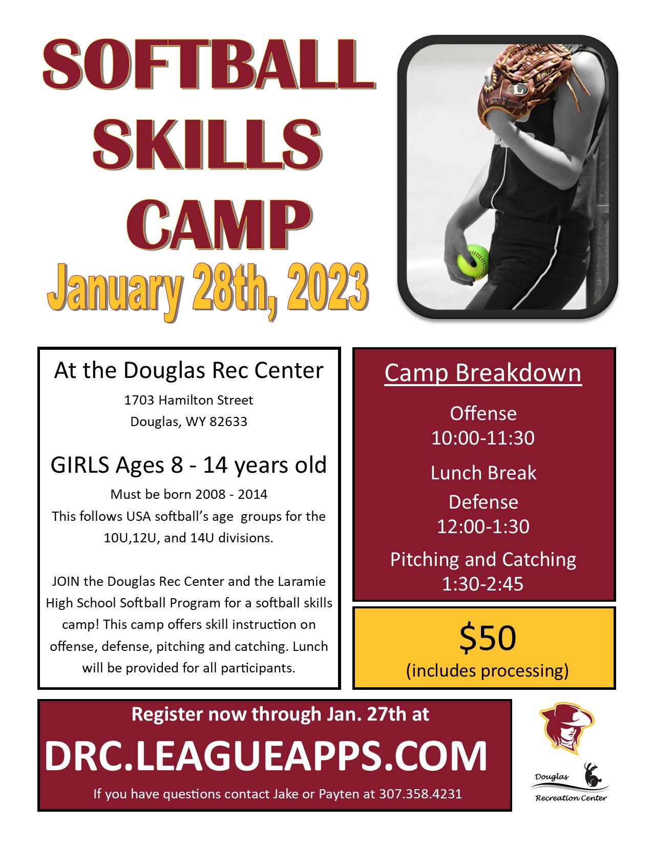 2023 DRC Softball Skills Camp Douglas Recreation Center