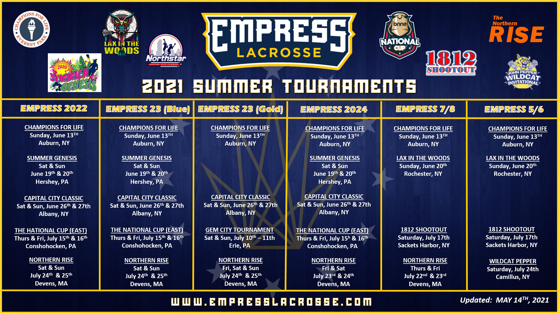 21 Summer Tournaments Empress Lacrosse