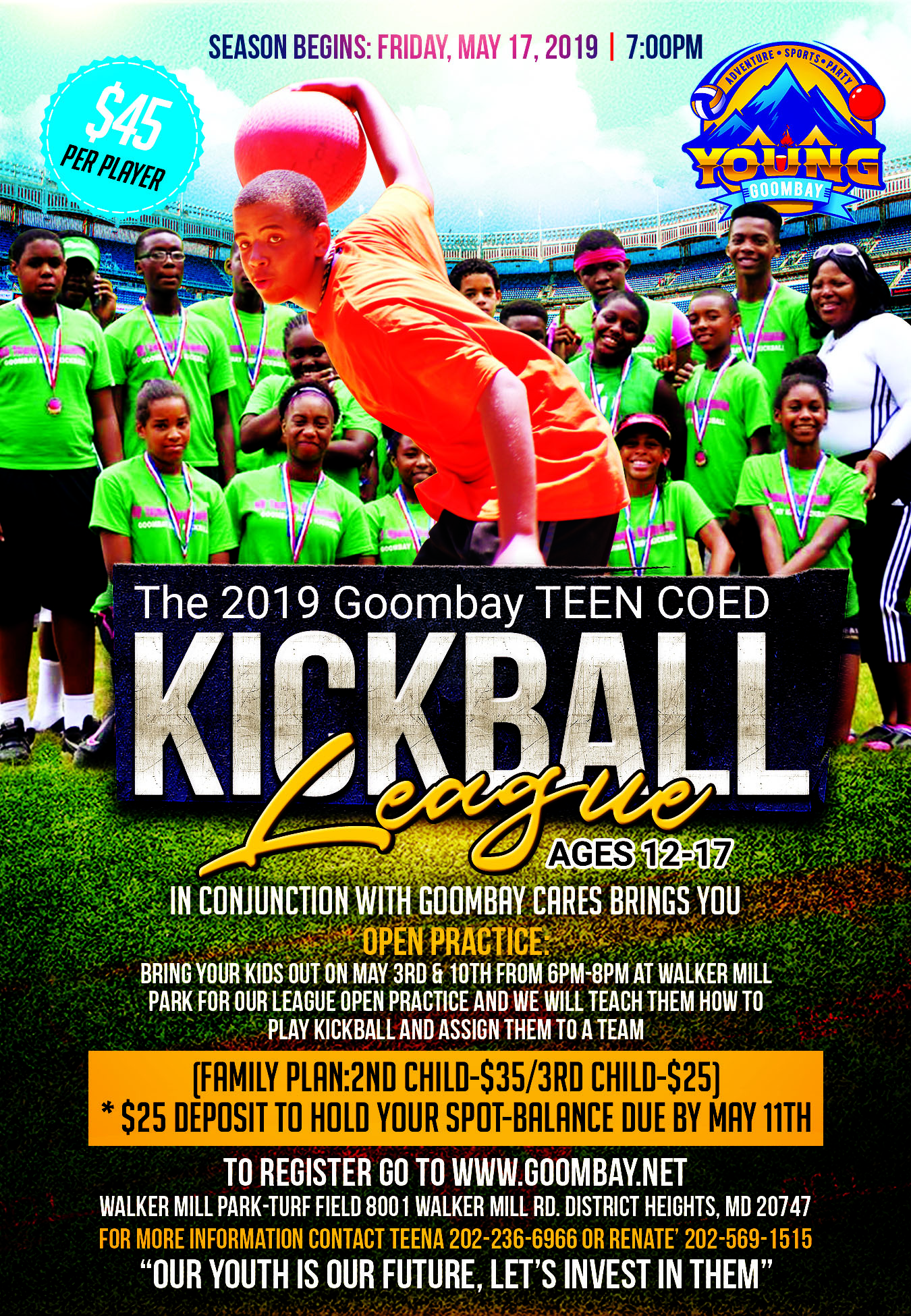 MD Spring Youth Kickball League 2019 Goombay DC