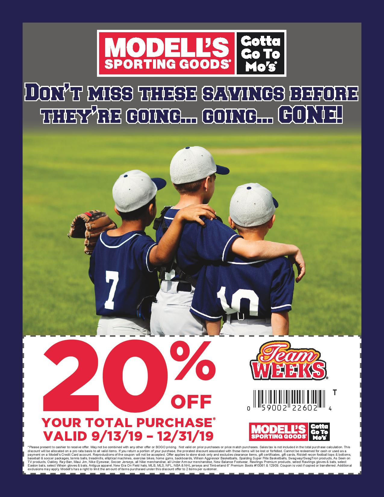 Modell's 20 Coupon Plainview Little League