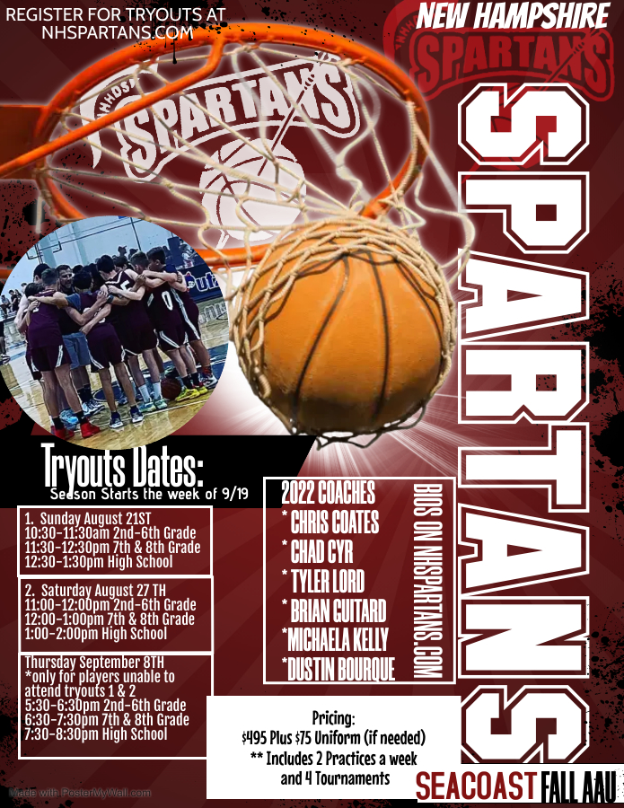 2022 Pre Tryout Registration FALL SPARTANS NH Spartans