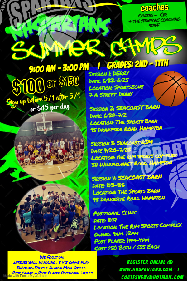 2020 Derry Spartans Summer Basketball Camp NH Spartans
