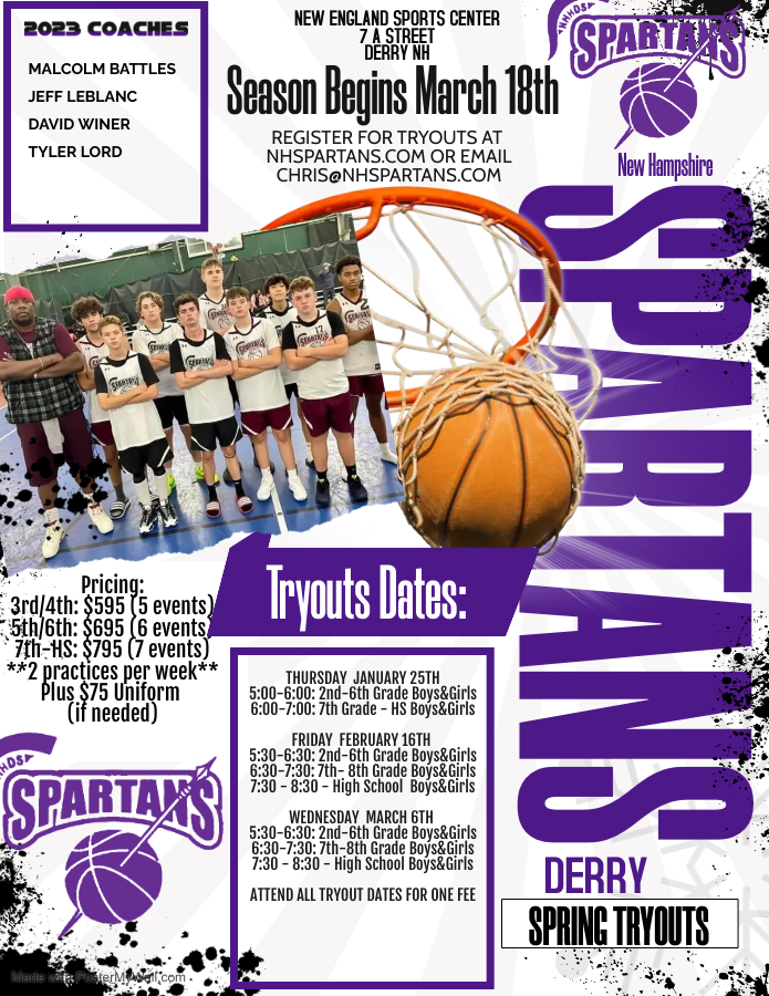 2024 Pre Tryout Registration SPRING SPARTANS NH Spartans