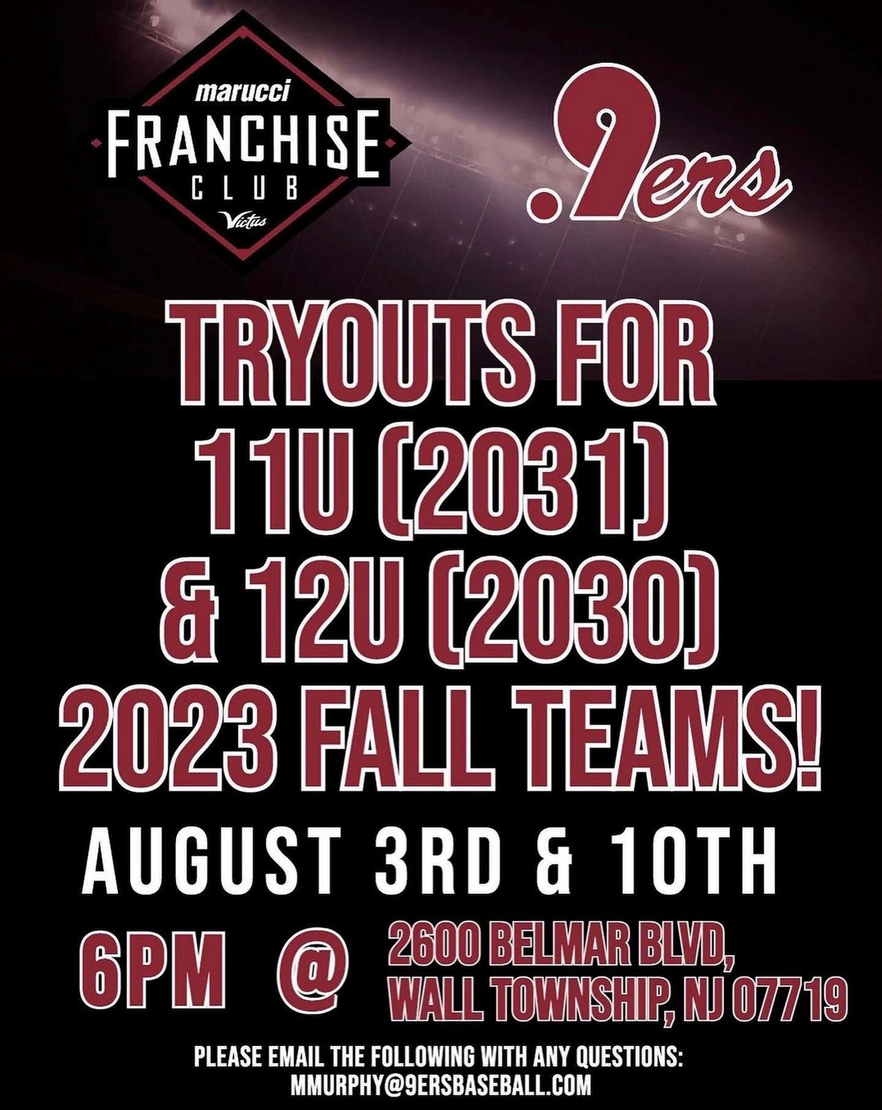 2023 Fall .9ers Baseball Club Tryouts