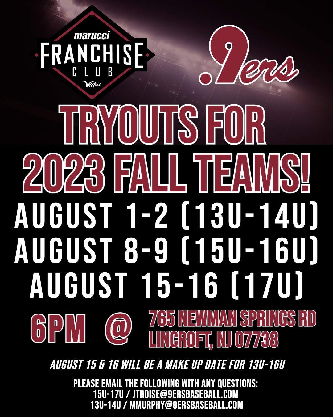 2023 Fall .9ers Baseball Club Tryouts
