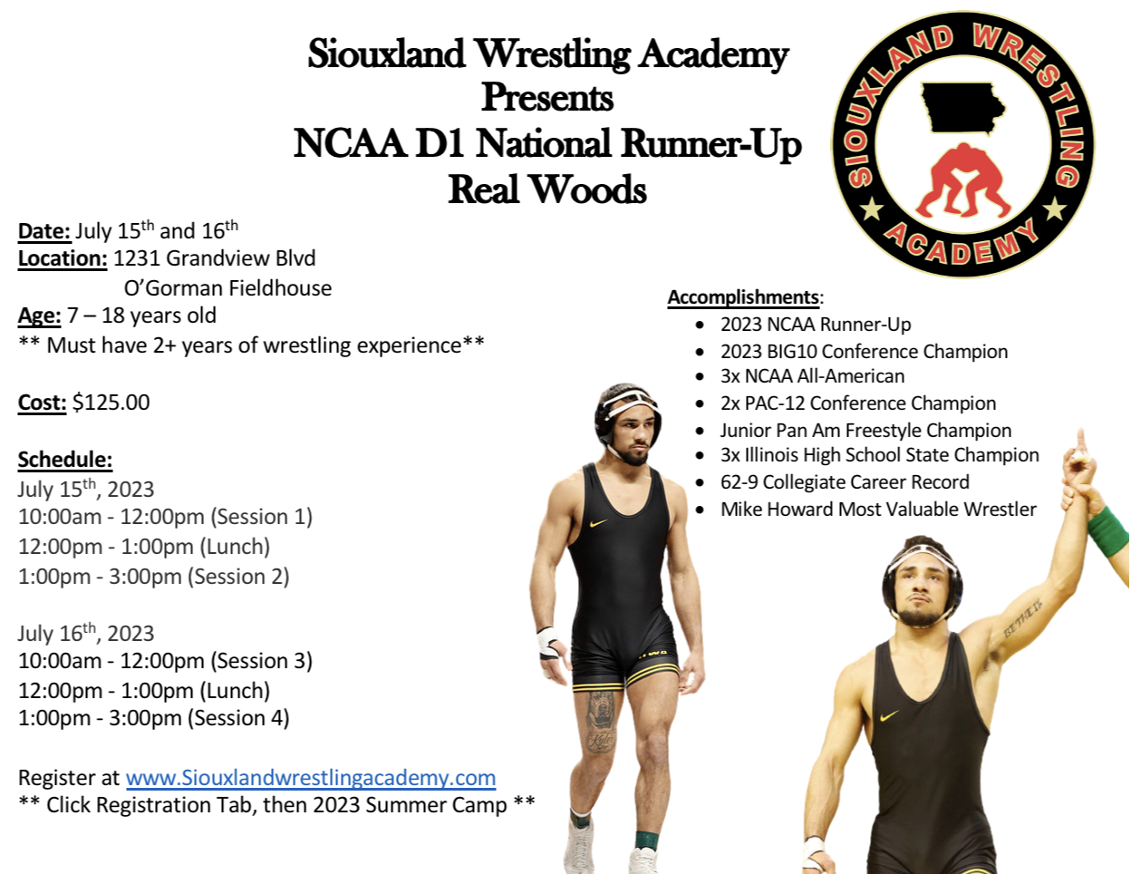 Real Woods Wrestling Camp Siouxland Wrestling Academy