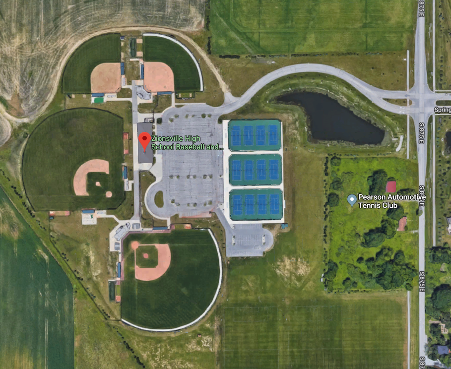 Location details for INZionsville High School Baseball & Softball
