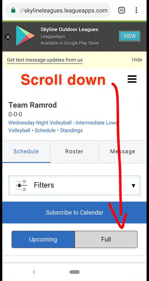 Find your volleyball schedule in your dashboard - step three