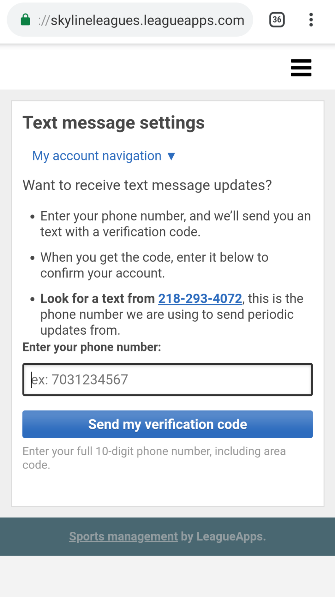 Opt into text message alerts