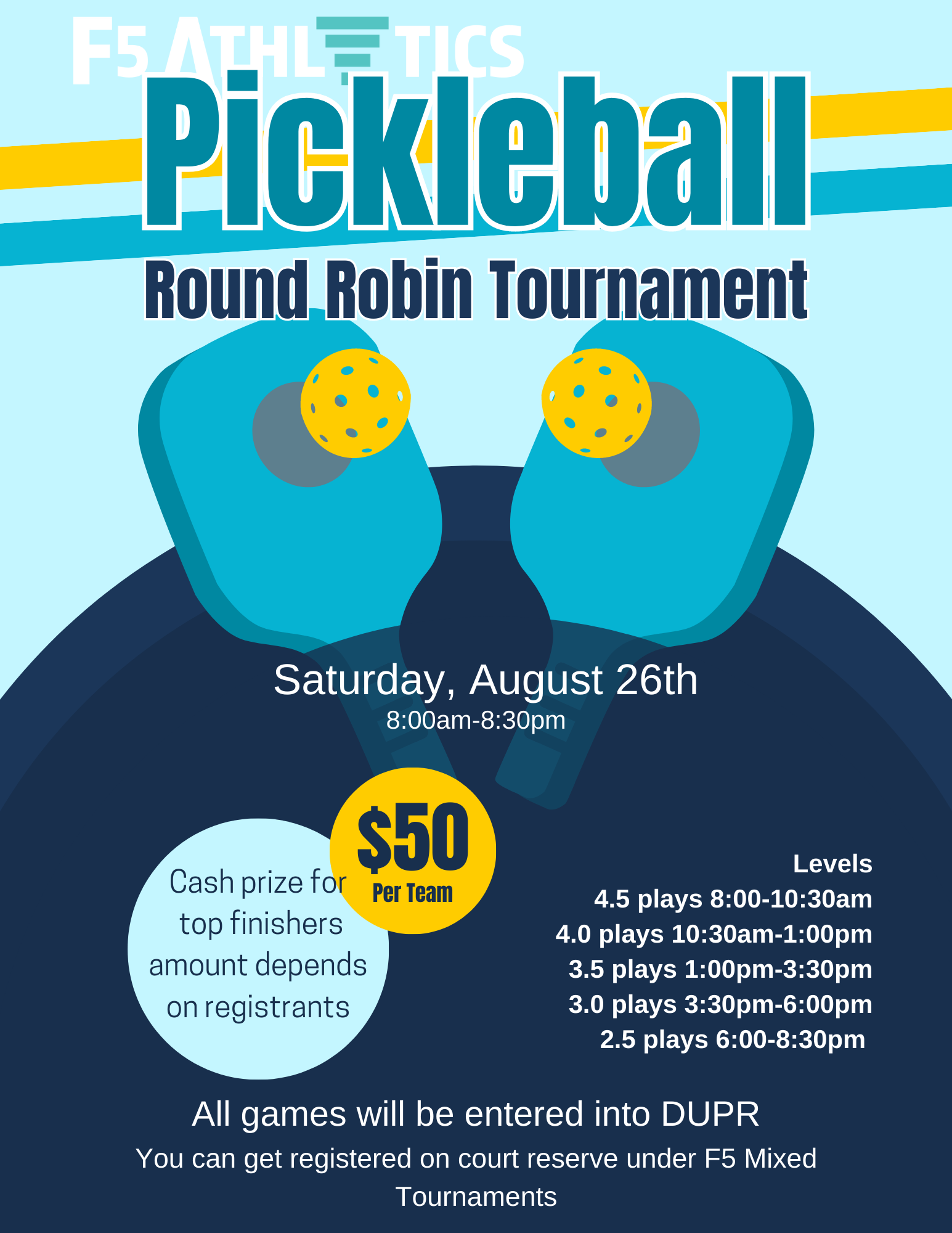 Pickleball Tournaments : F5 Athletics