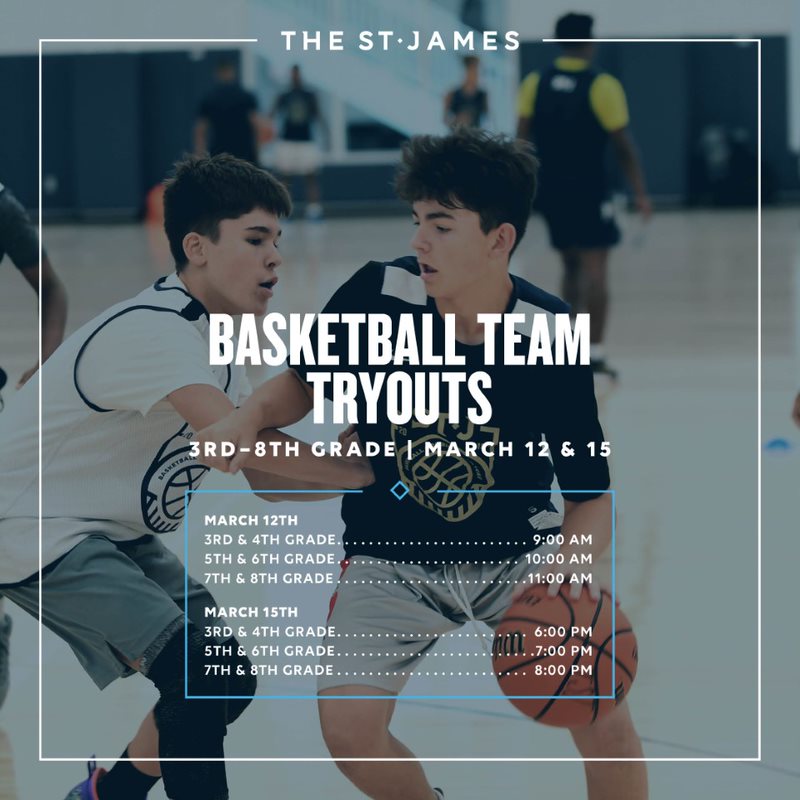 The St. James 2022 Spring/Summer Boys Youth Basketball Team Tryouts and