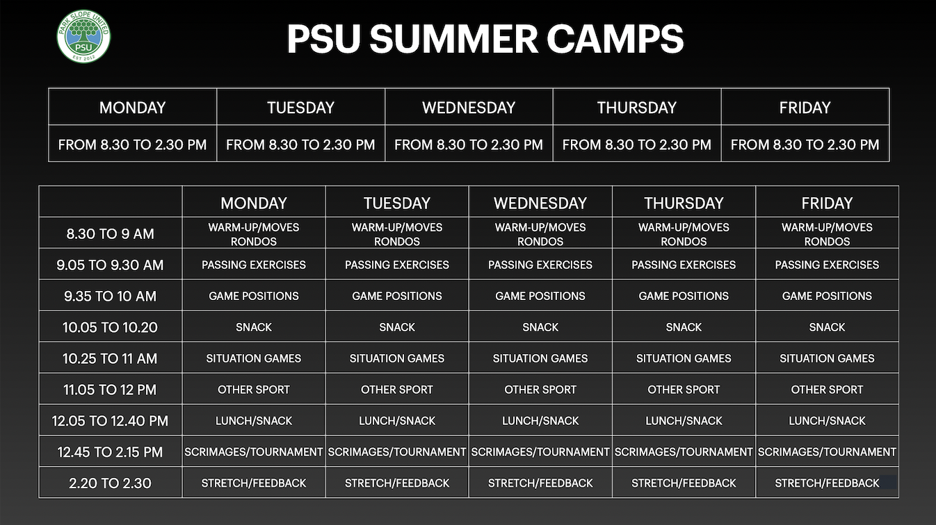 2022 // PSU Summer Soccer Camp Park Slope United