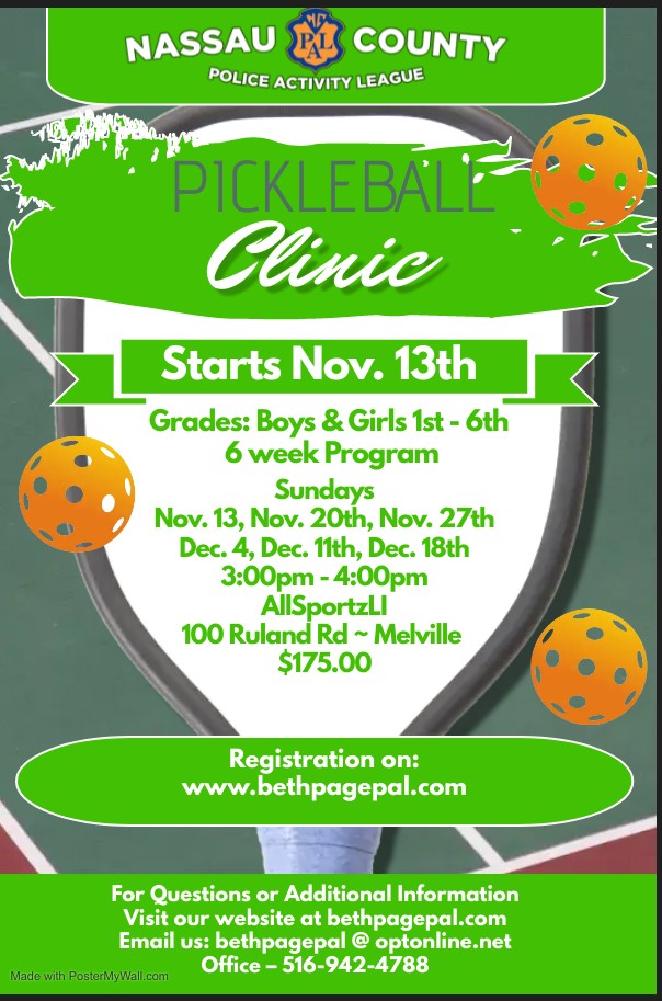 2022 FALL PICKLEBALL CLINIC NCPAL Bethpage Unit
