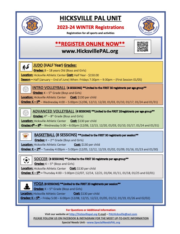 2023 24 Winter I Intro Volleyball Coed Grades K to 5 NCPAL