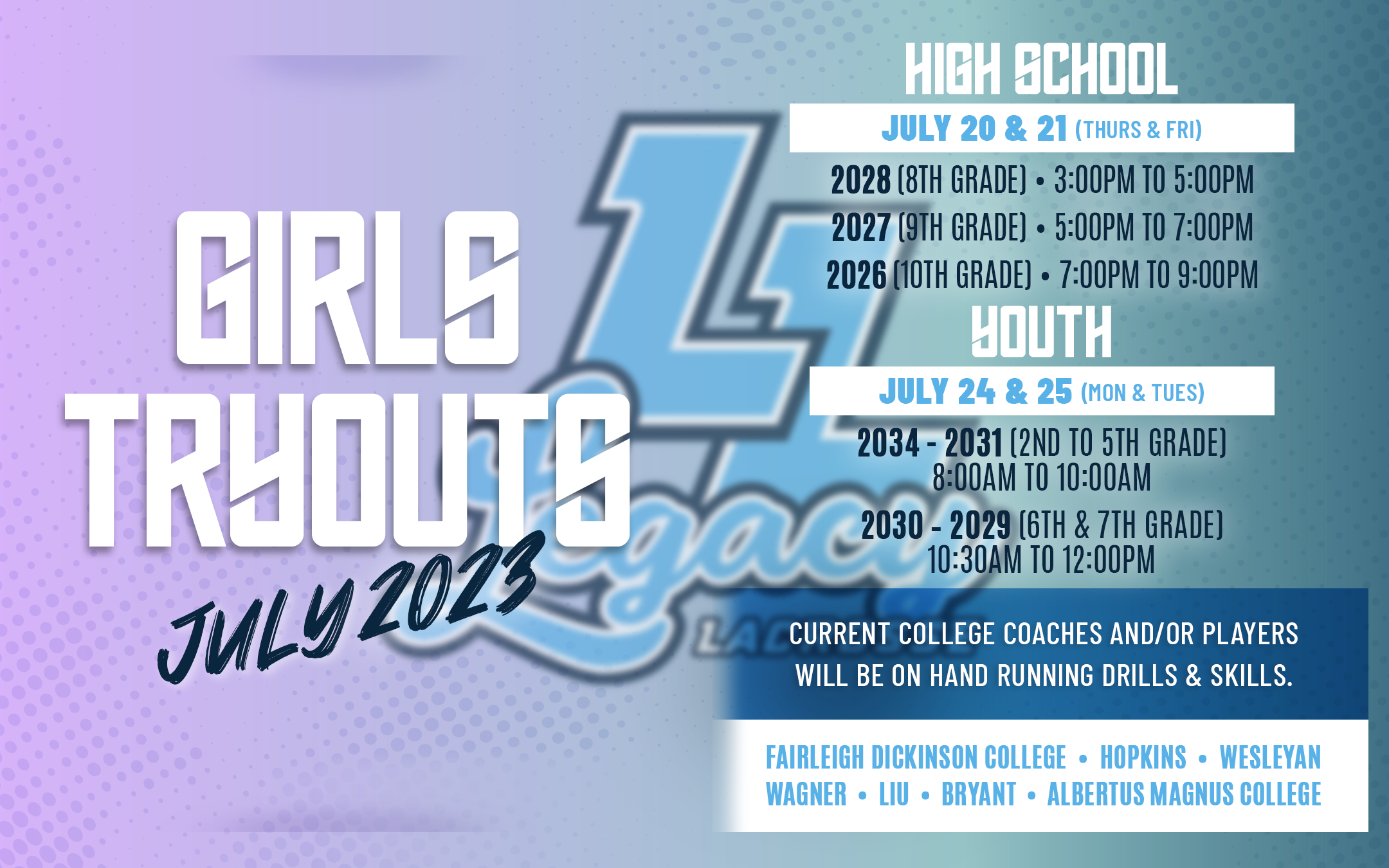 Legacy Girls Tryouts 20232024 Season Tryouts Girls